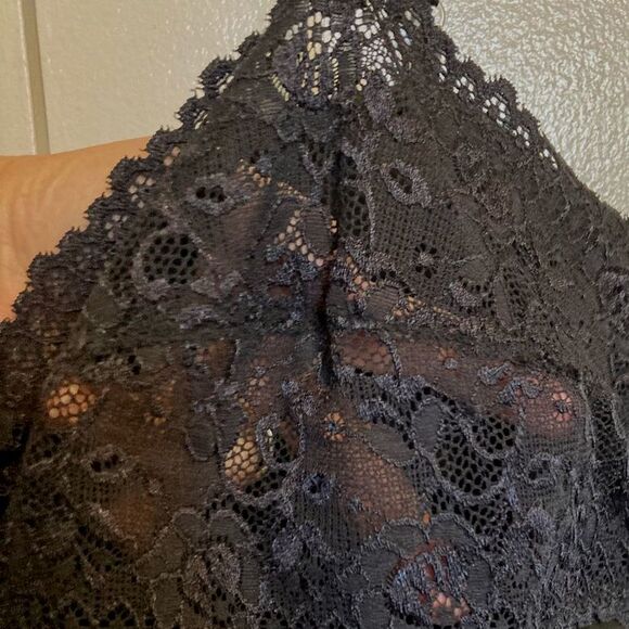 MORGAN TAYLOR Chemise Satin Lace Black Sexy Strappy Nightgown Womens XL - Picture 8 of 15